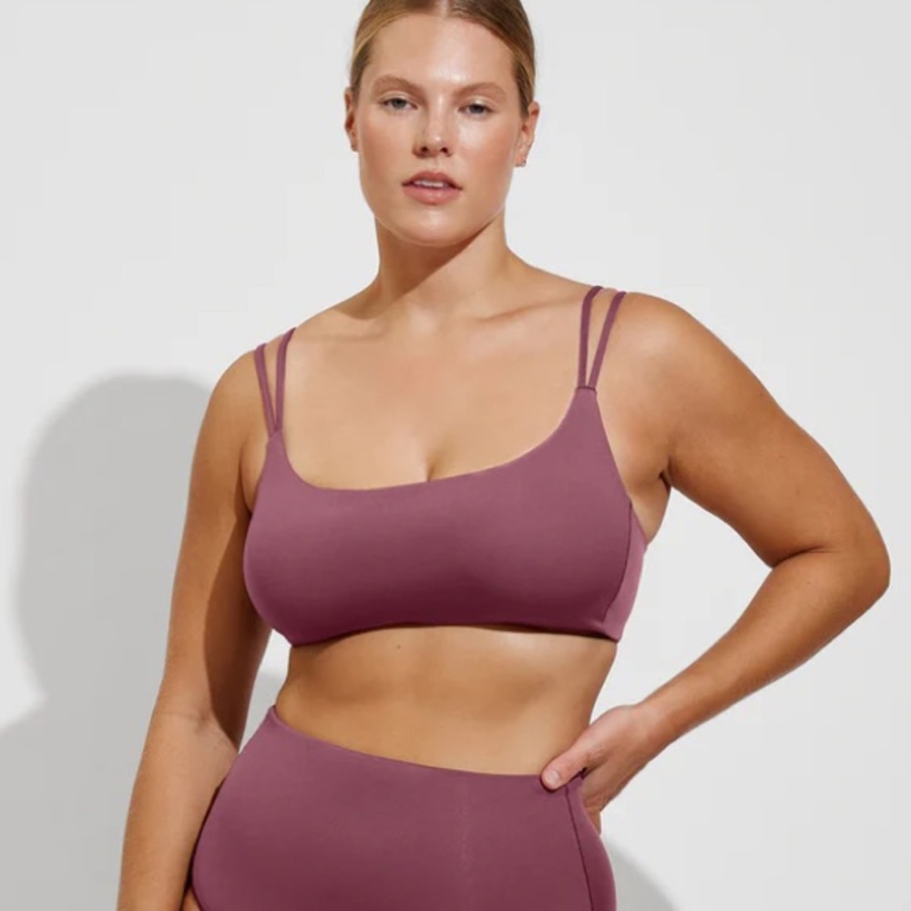 Left On Friday Mauve Double-Strap Bikini Top